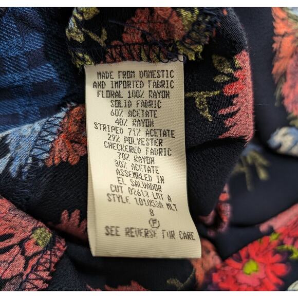 Vintage 90s Top Skirt Set Carole Little Floral Art to Wear Size 8 10 Petite Flaw - Picture 8 of 16